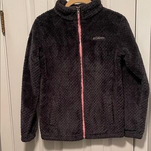 Columbia Kids Black Jacket with Pink Zipper. Size L (14-16)  Great Condition